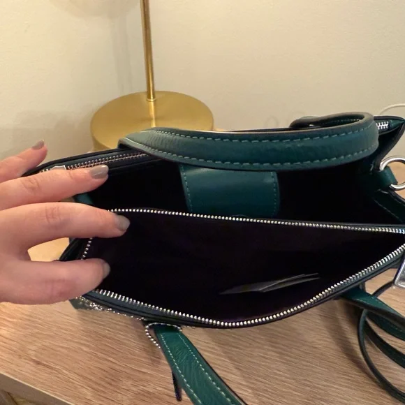 NWT COACH Shoulder Bag Signature Rivet Nina Small Tote Bag Emerald GREEN - Picture 9 of 13